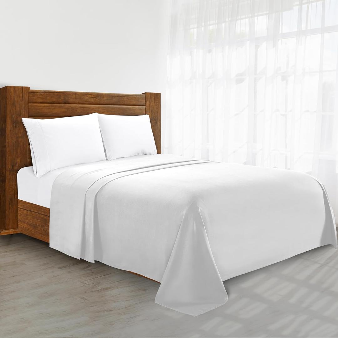 Luxury Flat Sheet on Amazon Elegant Comfort Wrinkle-Free 1500 Premier Hotel Quality 1-Piece Flat Sheet, California King Size, White