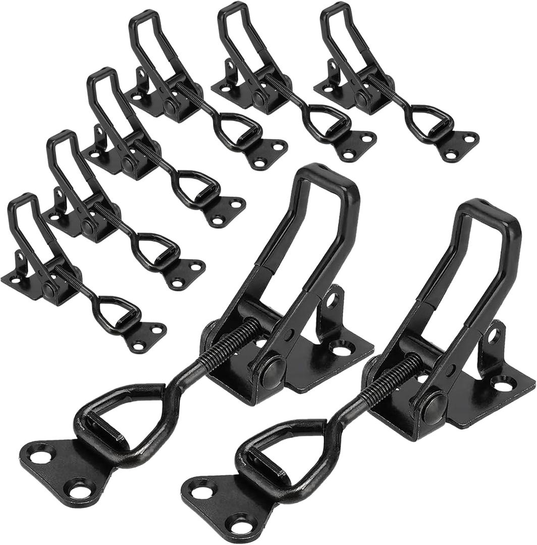 8Pack Adjustable Toggle Latch Clamp 4003 Style, Heavy Duty Toggle Clamp Latch 1320 Lbs Holding Capacity, Quick Release Hasp Clamps, Black Pull Tight Metal Latches for Smoker Door,Tool Box,Trunk Clamps