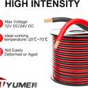 TYUMEN 18 Gauge Wire 100FT, 18/2 AWG Red Black Hookup Electrical Wire LED Strips Extension Cord 12V/24V DC Cable, 18AWG 2 Conductors Flexible Wire for LED Ribbon Lamp Tape Lighting