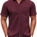 COOFANDY Mens Short Sleeve Casual Button Down Shirts Summer Untucked Dress Shirts with Pocket XL