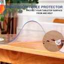 22x36 inch Clear Table Protector Kitchen Dining Room Wood Furniture Cover Crystal Plastic Tablecloth Cover Mat Wipeable Easy to Clean Desk Protective Pad PVC Vinyl Coffee Side Tabletop Protection