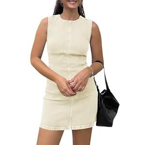 Wenrine Womens Denim Mini Dress Casual Summer Sleeveless Western Jean Tank Dresses 2XL