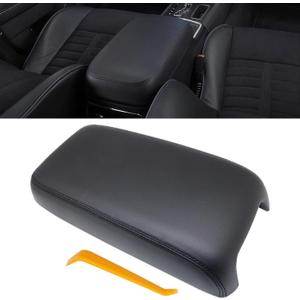 NLQR Center Console Armrest Lid Leather Cover & Plastic Compatible with Dodge Charger Chrysler 300 2011 2012 2013 2014 2015 2016 2017 Black 1VT06DX9AH 1VT06DX9AG 1VT06DX9AF 1VT06DX9AE Black