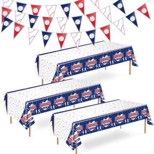 4 Pcs Baseball Party Decorations Kit with 3pcs Baseball Theme Tablecloth and 1pcs Baseball Banner, Baseball Party Supplies for Kid and Baseball Fans Sports Theme, Birthday Decor