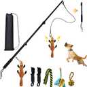 Flirt Pole for Dogs, Interactive Toys Tug-of-war for Dogs, Four-Section Retractable Adjustable Length, Chase Toys with Rope Chewing Sticks, for Outdoor Exercise & Training