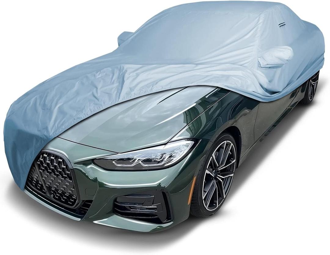 iCarCover Custom Car Cover for 2014-2025 BMW 4-Series Coupe, Convertible Waterproof All Weather Rain Snow UV Sun Protector Full Exterior Weatherproof Indoor Outdoor Car Cover with Strap (2. BMW 4-Serie Coupe, Convertible 2014-2025, 1-Tone (Solid Gray))