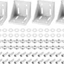 uxcell 4Set Inside Corner Bracket Gusset Kits, 78x78x79mm 8080 Angle Connector for 6060 Series Aluminum Profile (Silver/ 32 x Square Nuts & Hex Socket Bolts & Washers)