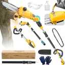 Ecarke Electric Pole Saw Compatible with Dewalt 20V, 16FT Max Total Reach, 8 Inch Detachable Tree Cutter, Electric Chainsaw Trimmer, 26ft/s Cutting Speed Pruner for Branch Pruning (Tool Only)