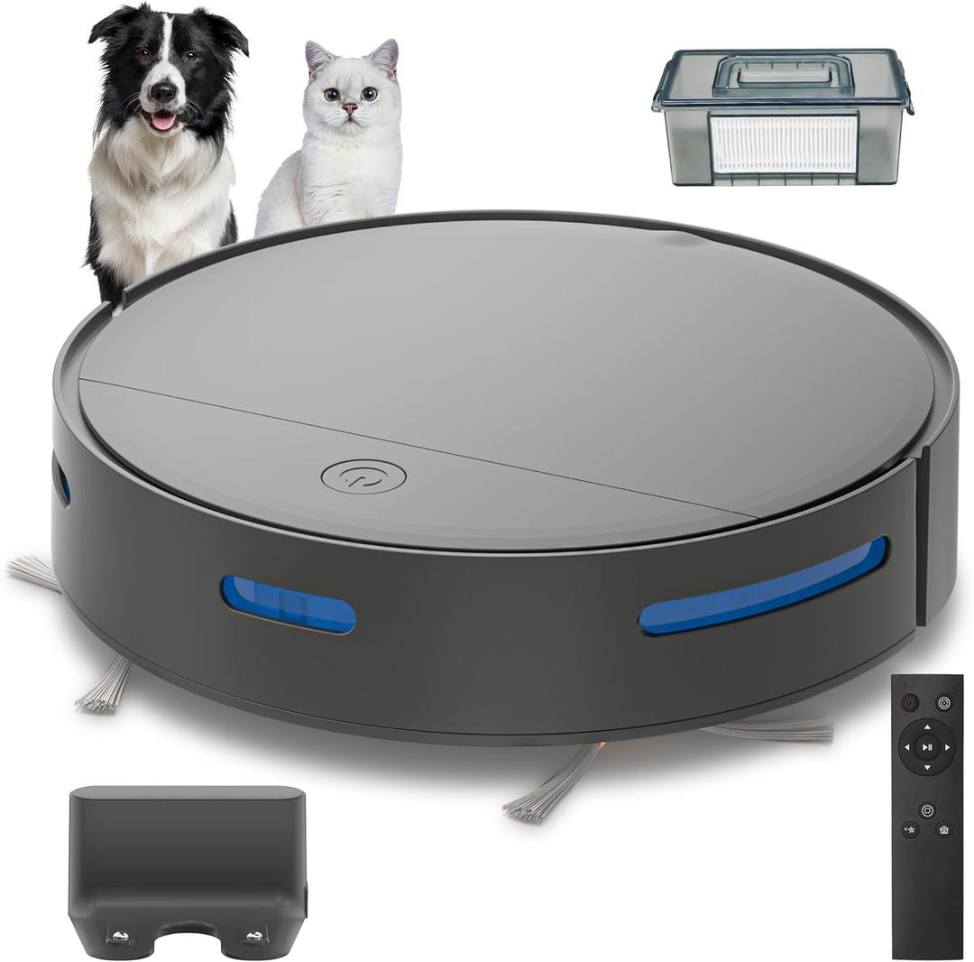 Upgraded Robot Vacuum Cleaner with 3500Pa Power Suction, Robot Vacuum 550ML Large Dust,Remote Control, Automatic Self Charging Robotic Vacuum, Ideal for Pet Hair, Hard Floor, Low Carpet