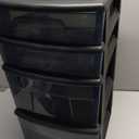 HOMZ Drawer Tower, 4-Tier Clear Plastic Storage Organizer Cart, Black Frame - Rolling Drawer Containers with Wheels for Bathroom, Bedroom, Office, and Classroom Organization (1 Pack)