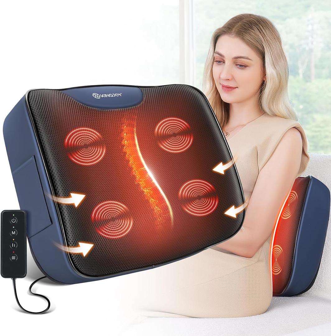 Lumbar Support Pillow for Office Chair, Heated Back Support Pillows with Vibration, Memory Foam Chair Back Massager for Pain Relief, Back Massage Pillow for Home Car Desk Sofa, Gifts for Women Man