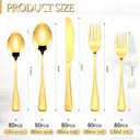 Dandat 400 Pcs Gold Silverware Set Stainless Steel Set with Dinner Forks Knife Spoon Dessert Forks Steak Knives Cutlery Flatware for 80 Guest Wedding Dinner Party Restaurant Home Holiday Party