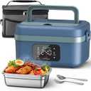 VASG 2026 Upgraded Heated Lunch Box for Adults, 16000mAh Cordless Rechargeable Electric Lunch Box with 1L Stainless Steel Container, Self-Heating Food Warmer for Work, Office & Travel