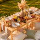 60"x30" Low Folding Picnic Table, Portable Boho Floor Table with Tablecloth, Ideal for Camping, Wedding, Beach, Garden, Party