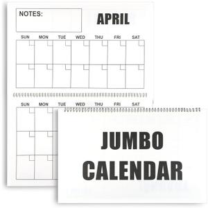 17'' x 22'' Large Print Wall Calendar for Elderly with Note Low Vision Calendar 12 Month Undated Blank Planner Yearly Jumbo Planning Grid Black and White Planner Elderly Gift Reserved Grid