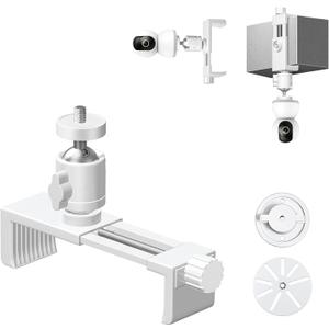 Camera Clip Clamp with 360 Degree Swivel Mini Ball Head Adapter Holder Mounting with 1/4 Inch Screw for Security Cameras Smartphone Mount Brackets, White