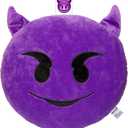 EvZ Emoji Devil Face Emoticon Cushion Stuffed Plush Soft Pillow, Official Certified, 32cm Purple