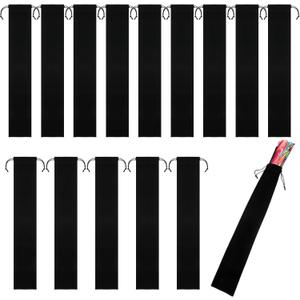 Windyun 12 Pcs Large Fan Bags Folding Pouch Sleeves Velvet Drawstrings Bags Holder Gift Wrap Protector for Line Dancing Clack Rave Festival Wedding Travel Party, Fan Not Included (14.57 x 2.76 Inch)