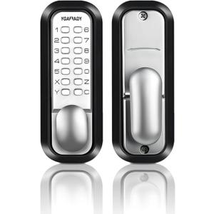 Mechanical keyless Entry Door Lock, 14 Digital Keypad, Weatherproof Deadbolt with Handle, Security Outdoor Lock Without Electronic, Easy Installation, for Home, Yard-gate, Office, Chrome