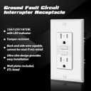 ELECTECK 5 Pack GFCI Outlets 15 Amp, Tamper Resistant (TR), Ultra Slim GFI Receptacles with LED Indicator, Ground Fault Circuit Interrupter, Decor Wallplate Included, ETL Listed, White