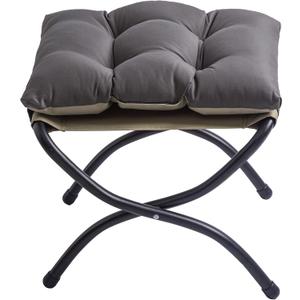 WELL-STRONG 15" Foldable Foot Stool Ottoman with Metal Frame - Washable Dark Grey Upholstered Indoor/ Outdoor Footrest for Living Room, Bedroom, Patio - Space-Saving Compact Design