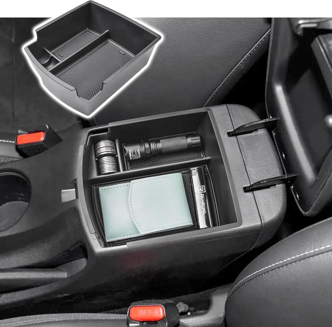 RUNROAD Center Console Organizer Tray Compatible with Hyundai Kona 2018-2023 Accessories, Insert Armrest Tray Console Storage Box Kona Organizer ABS Dividers Coin Holder, Black