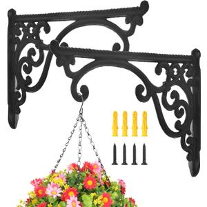Heavy Duty Metal Plant Hanger Wall Mounted - 2 Pack Rustproof Plant Hooks for Hanging Plants, Flower Pots, Bird Feeders, Lanterns, Wind Chimes, Indoor Outdoor Decorative Plant Bracket