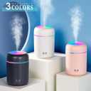 Portable Mini Humidifier, Colorful, Cool Mist, USB Powered. Perfect for Bedroom, Office & Car (300ml, White)