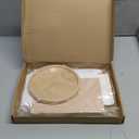 Decorative Books with Natural Travertine Marble Tray  Linen Covered Fake Books & Unique Yellow Stone Serving Tray 8"  Coffee Table Dining Entryway Shelf Decor for Living Room, Perfume, Plant