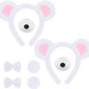 8 Pcs Halloween Bear Costume for Adult Bear Ears Headband Tail Nose Animal Accessory for Carnival Cosplay (White)