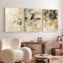 Wivsev Leaf Canvas Wall Art,Vintage Botanical Wall Decor,Leaf Print Pictures for Living Room,Bedroom,Office Decorations (24" x 36" x 3 pcs)
