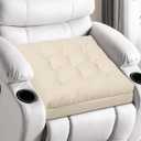 Recliner Cushions for Elderly, 20x20x4 Inch Thick Chair Cushion for Shorter Users Patent Design Soft Tufted Dual Layer Booster Seat Cushions for Seniors Recliner Risers Beige 1P