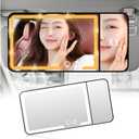 2026 New Car Vanity Mirror with Lights,3X Magnifying Car Visor Mirror with 3-Color Dimmable Lights & Smart Touch Control,Rechargeable Cars Makeup Mirrors for Cars/SUVs/Trucks