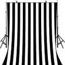 EOALOR EOA 5(W) x7(H) FT Black White Stripes Photography Backdrop Birthday Bday Party Decorations Wedding Bridal Baby Shower Family Photoshot Portrait Studio Props