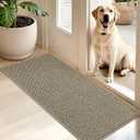 BEQHAUSE Dirt Trapper Door Mat 20" x 48", Non-Slip Washable Doormats Entrance Mat, Dirt Resistant and Absorbent Welcome Mat, Low Profile Floor Mats for Front Back Door and Entryway, Light Beige