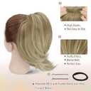 BARSDAR Straight Hair Bun Extensions - Short Straight Ponytail Blonde Hair Bun Extensions for Women, Synthetic Elastic Messy Bun Scrunchies Hairpieces Daily - Light Ash Blonde Mix