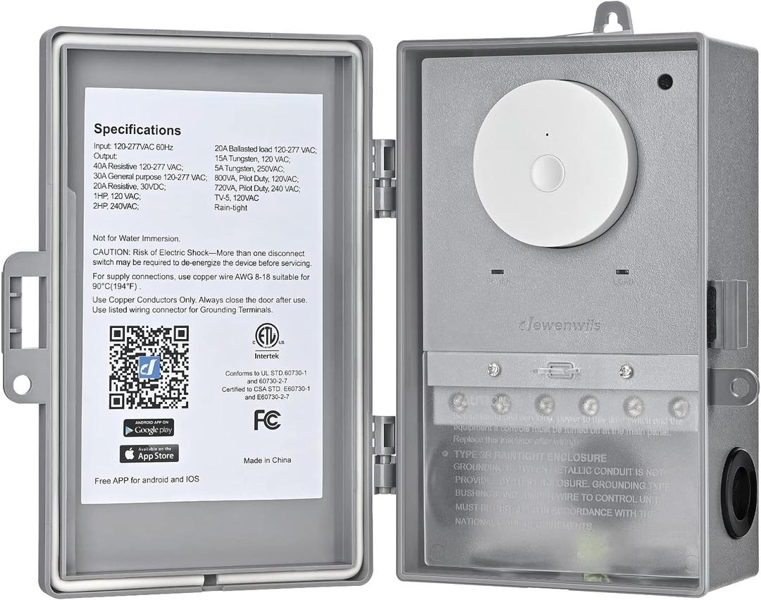 DEWENWILS WiFi Pool Pump Timer, Heavy Duty 40A 120-277 VAC 2HP Wireless Controller Timer for Pool, Water Heater, Works with Alexa, Google Assistant, Smart Life, ETL Listed