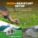 Inflatable Tent with Skylight, Quick Setup Blow Up Tents with Pump, Hot Tent with Stove Jack, Waterproof Oxford Inflatable House for Camping, Air Glamping Tents for Camping Adult, 4-6p