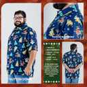 BRISIRA Big and Tall Christmas Shirts for Men Santa Hawaiian Vacation Short Sleeve Button Down Holiday Shirt Lightweight (Blue)