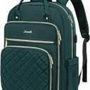 LOVEVOOK Laptop Backpack for Women, Water Resistant Travel Work Backpacks Purse Stylish College Business Teacher Nurse Computer Bag with USB Charging Port, Fits 17" Laptop (Dark Green)
