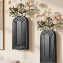 Wooden Wall Vase Set of 2, Wall Hanging Planter Modern Farmhouse Wall Decor for Boho Wall Decor for Indoor Entryway Hallway Bathroom Living Room Dining Room, Black 