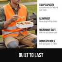 GORILLA GRIP BPA-Free Leakproof Bento Lunch Box for Women, Men, Kids, On-the-go Easy to Carry Handle, Microwave Safe Hot or Cold Food Container, Lid Includes Built-In Utensil Set, 1 Tier Style, White