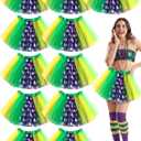 Chicingyou 12 Pcs Mardi Gras Tutus Bulk Multicolor Tutu Skirt Green Yellow Purple Mardi Gras Accessories for Women