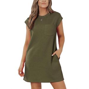 Women's Summer Casual T Shirt Dresses - Classic Cap Sleeve Beach Vacation Sundress with Pockets Amy Green, Large  Women's Summer Casual T Shirt Dresses - Classic Cap Sleeve Beach Vacation Sundress with Pockets Amy Green, Large