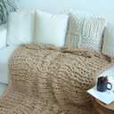 Maetoow Chenille Chunky Knit Blanket Throw 4050 Inch, Handmade Warm & Cozy Blanket Couch, Bed, Home Decor, Soft Breathable Fleece Banket, Christmas Thick and Giant Yarn Throws, Khaki