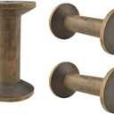 HAHIYO 3.15Inches 3PCs Vintage Coffee Color Wood Spool - Large Unfinished Wooden Thread Spools for Textile Wire Weaving Ribbon Crafts DIY Art Education - Smooth, Rotatable Bobbins