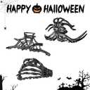 6 Pcs Metal Hair Claw Clips, Gothic Black Spider Web Skeleton Hand Skull Design Hair Jaw Clips Large Non-Slip Catch Halloween Hair Accessories for Women Girls Thick Long Hair