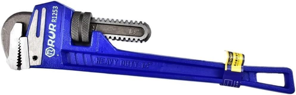 8-Inch Mini Pipe Wrench - Quick-Adjust, Soft Grip Handle - Straight Jaw Plumbing Tool for Pipe, Household Use, Vehicle Repai (Blue)