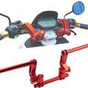Universal Motorcycle CNC Aluminum Alloy Steering Handlebar System Adjustable Magic Handle Bar for 7/8" 22mm125cc Pit Bike Dirt Bike E-bike Scooter, Punch-free installation, Multiple Colors(red)