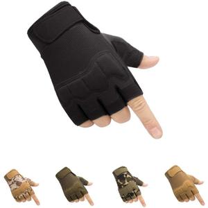 HYCOPROT Fingerless Tactical Gloves, Knuckle Protective Breathable Lightweight Outdoor Military Gloves for Shooting, Hunting, Motorcycling, Climbing (Large, Black)